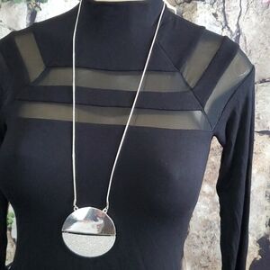 New Liz Claiborne Long Silver Color Necklace